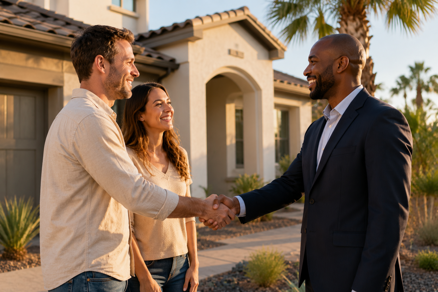 Agent meeting with home buyers