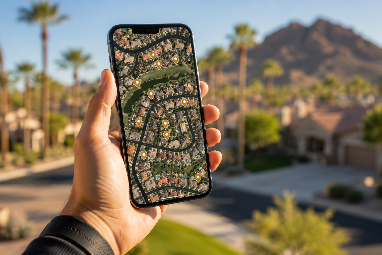 Mobile property search with satellite map